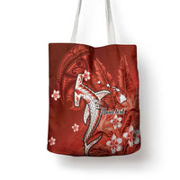 Personalized Hawaiian Maori Hammerhead Shark Tote Bag Ulaula Plumeria LT9 - Polynesian Pride