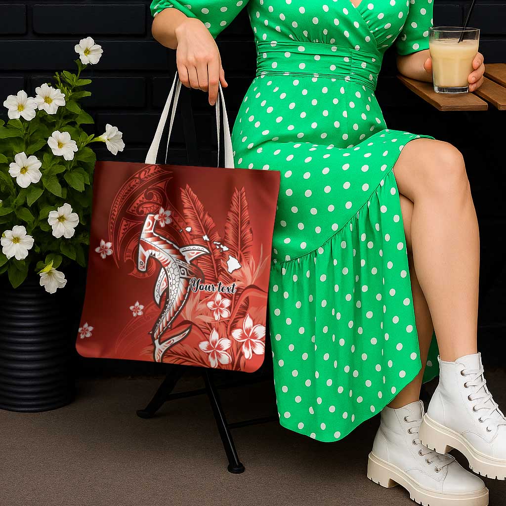 Personalized Hawaiian Maori Hammerhead Shark Tote Bag Ulaula Plumeria LT9 - Polynesian Pride