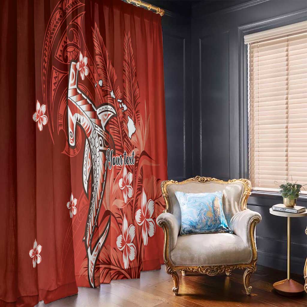 Personalized Hawaiian Maori Hammerhead Shark Window Curtain Ulaula Plumeria LT9 - Polynesian Pride