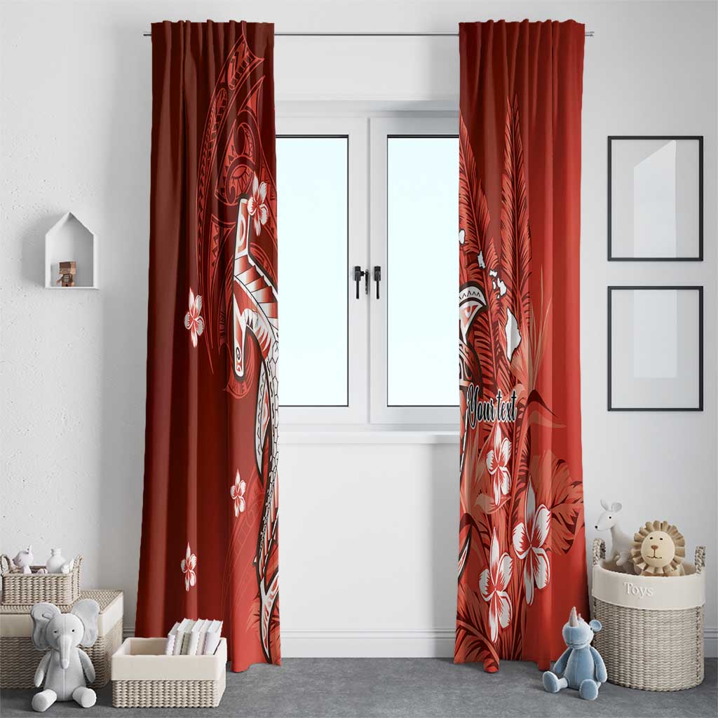 Personalized Hawaiian Maori Hammerhead Shark Window Curtain Ulaula Plumeria LT9 - Polynesian Pride