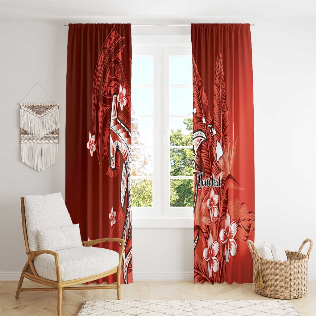 Personalized Hawaiian Maori Hammerhead Shark Window Curtain Ulaula Plumeria LT9 - Polynesian Pride
