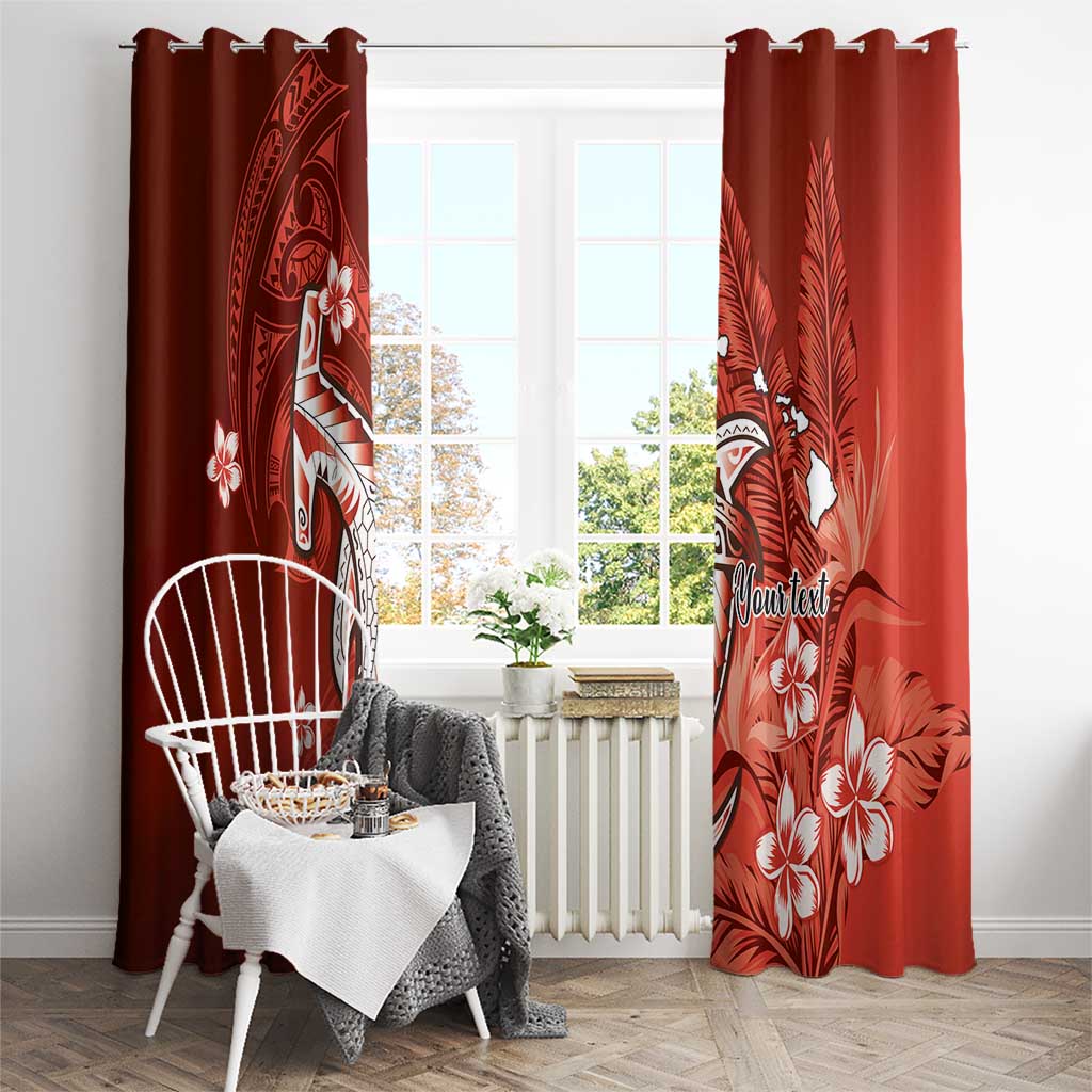 Personalized Hawaiian Maori Hammerhead Shark Window Curtain Ulaula Plumeria LT9 - Polynesian Pride