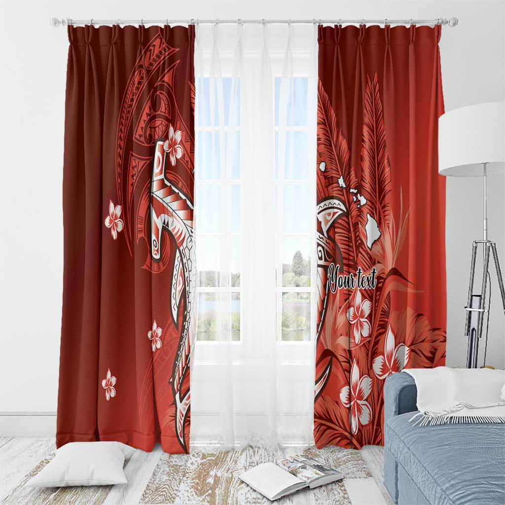 Personalized Hawaiian Maori Hammerhead Shark Window Curtain Ulaula Plumeria LT9 - Polynesian Pride