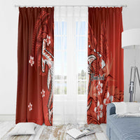 Personalized Hawaiian Maori Hammerhead Shark Window Curtain Ulaula Plumeria LT9 - Polynesian Pride