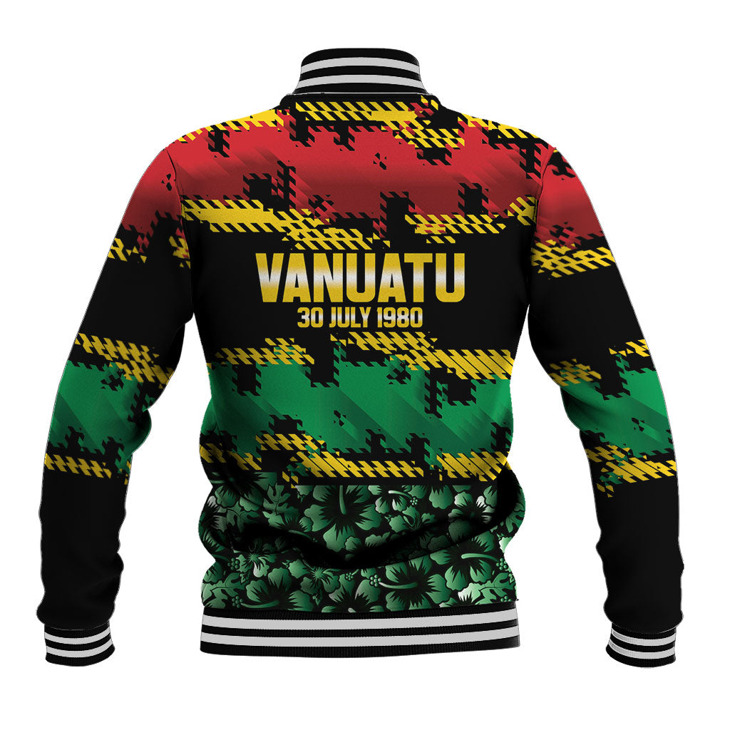 Vanuatu 46th Year Anniversary Baseball Jacket 30 July 1980 Hibiscus Seamless Pattern LT9 - Polynesian Pride