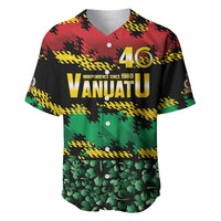Vanuatu 46th Year Anniversary Baseball Jersey 30 July 1980 Hibiscus Seamless Pattern LT9 Black - Polynesian Pride