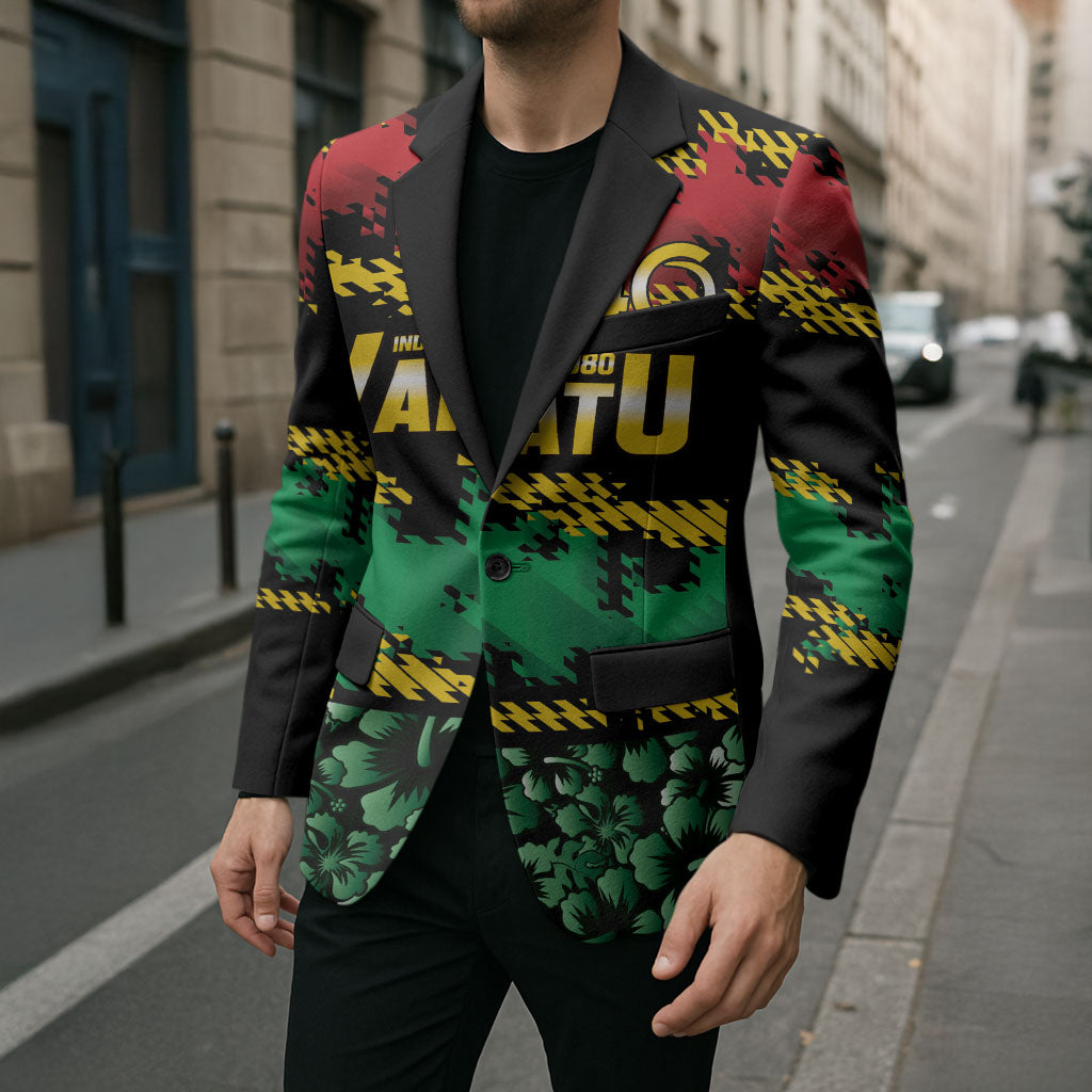 Vanuatu 46th Year Anniversary Blazer 30 July 1980 Hibiscus Seamless Pattern LT9 - Polynesian Pride