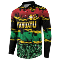 Vanuatu 46th Year Anniversary Button Sweatshirt 30 July 1980 Hibiscus Seamless Pattern LT9 - Polynesian Pride