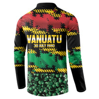 Vanuatu 46th Year Anniversary Button Sweatshirt 30 July 1980 Hibiscus Seamless Pattern LT9 - Polynesian Pride
