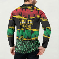 Vanuatu 46th Year Anniversary Button Sweatshirt 30 July 1980 Hibiscus Seamless Pattern LT9 - Polynesian Pride