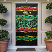 Vanuatu 46th Year Anniversary Door Cover 30 July 1980 Hibiscus Seamless Pattern LT9 Black - Polynesian Pride