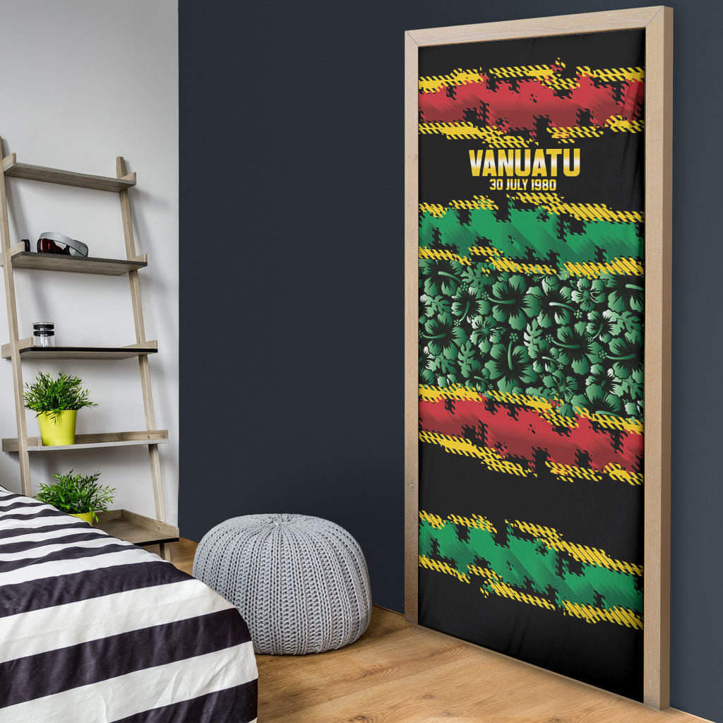 Vanuatu 46th Year Anniversary Door Cover 30 July 1980 Hibiscus Seamless Pattern LT9 - Polynesian Pride