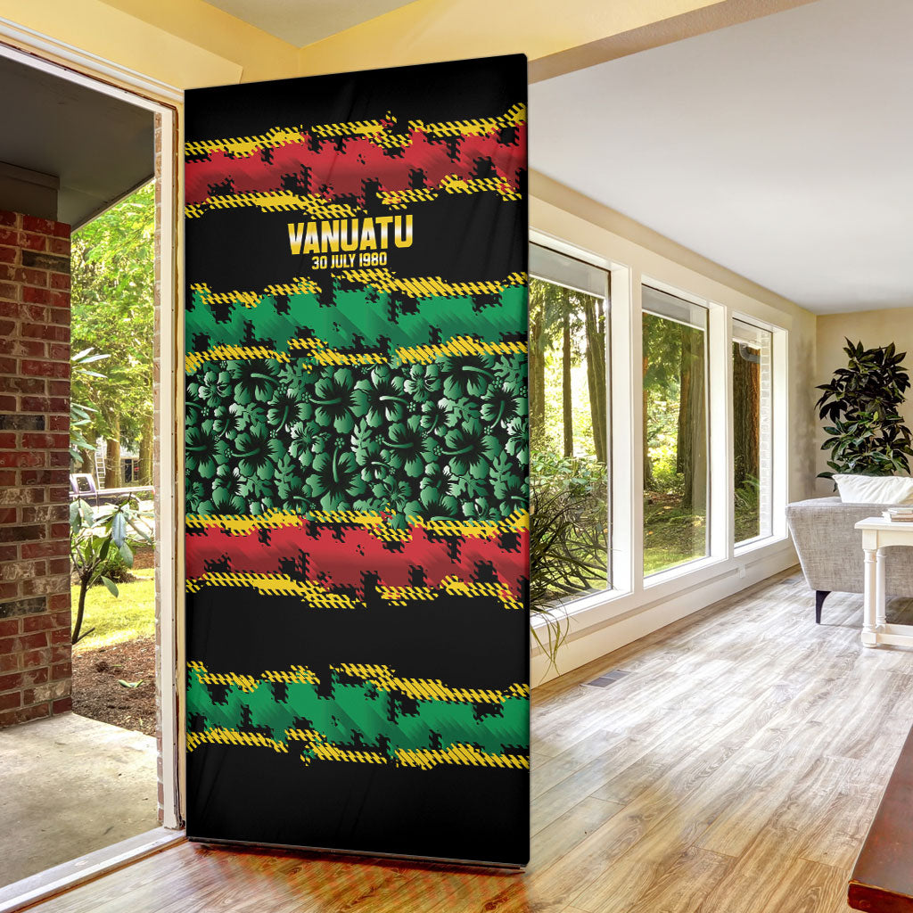 Vanuatu 46th Year Anniversary Door Cover 30 July 1980 Hibiscus Seamless Pattern LT9 - Polynesian Pride