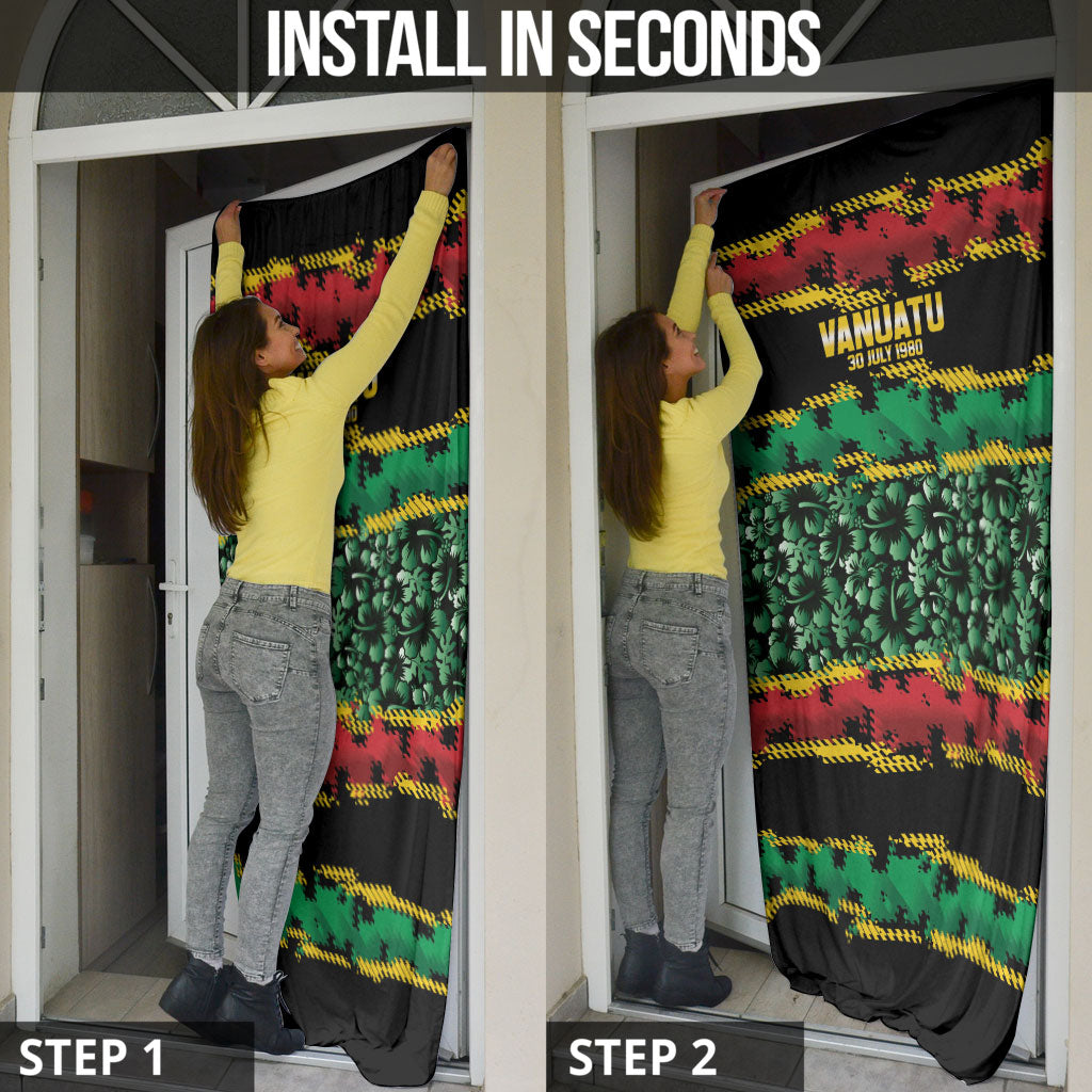 Vanuatu 46th Year Anniversary Door Cover 30 July 1980 Hibiscus Seamless Pattern LT9 - Polynesian Pride