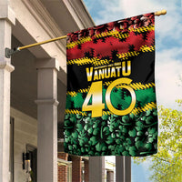 Vanuatu 46th Year Anniversary Garden Flag 30 July 1980 Hibiscus Seamless Pattern LT9 House Flag Black - Polynesian Pride