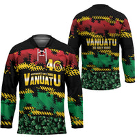 Vanuatu 46th Year Anniversary Hockey Jersey 30 July 1980 Hibiscus Seamless Pattern LT9 - Polynesian Pride