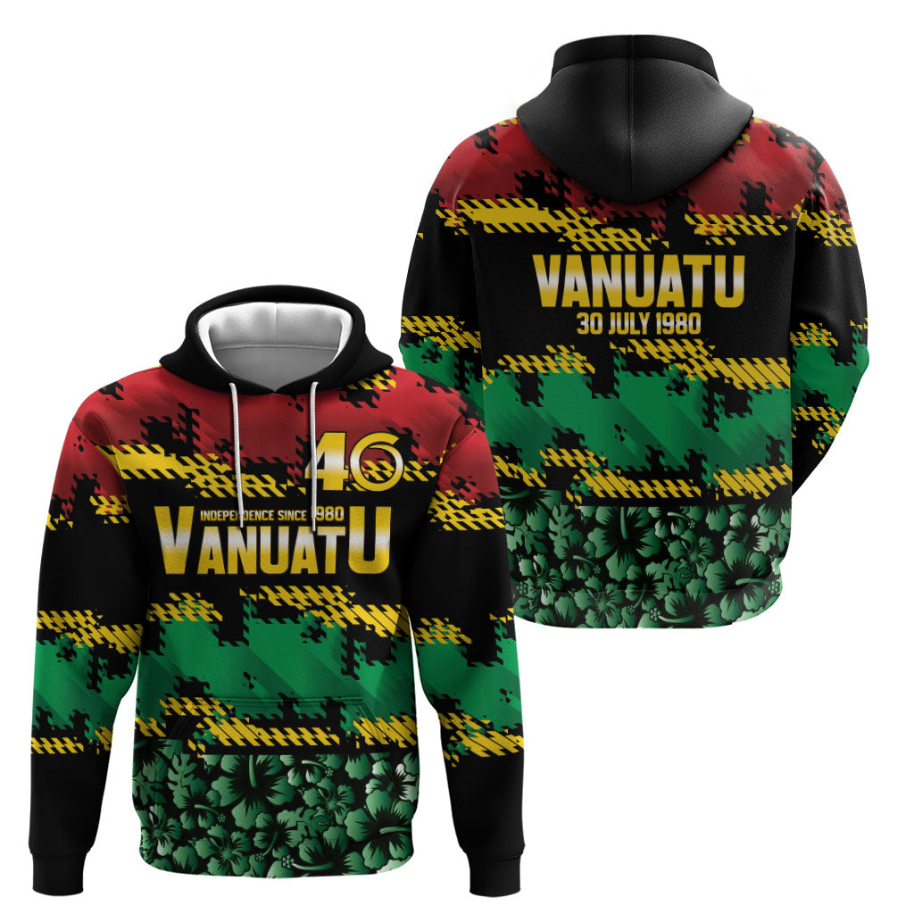 Vanuatu 46th Year Anniversary Hoodie 30 July 1980 Hibiscus Seamless Pattern LT9 - Polynesian Pride
