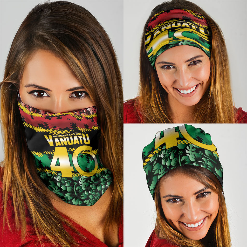 Vanuatu 46th Year Anniversary Neck Gaiter 30 July 1980 Hibiscus Seamless Pattern LT9 - Polynesian Pride