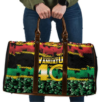 Vanuatu 46th Year Anniversary Travel Bag 30 July 1980 Hibiscus Seamless Pattern LT9 Black - Polynesian Pride