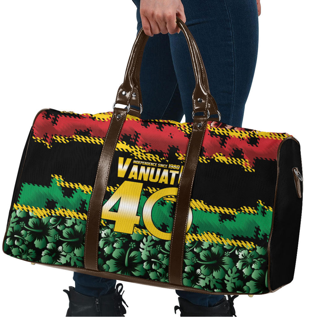 Vanuatu 46th Year Anniversary Travel Bag 30 July 1980 Hibiscus Seamless Pattern LT9 - Polynesian Pride