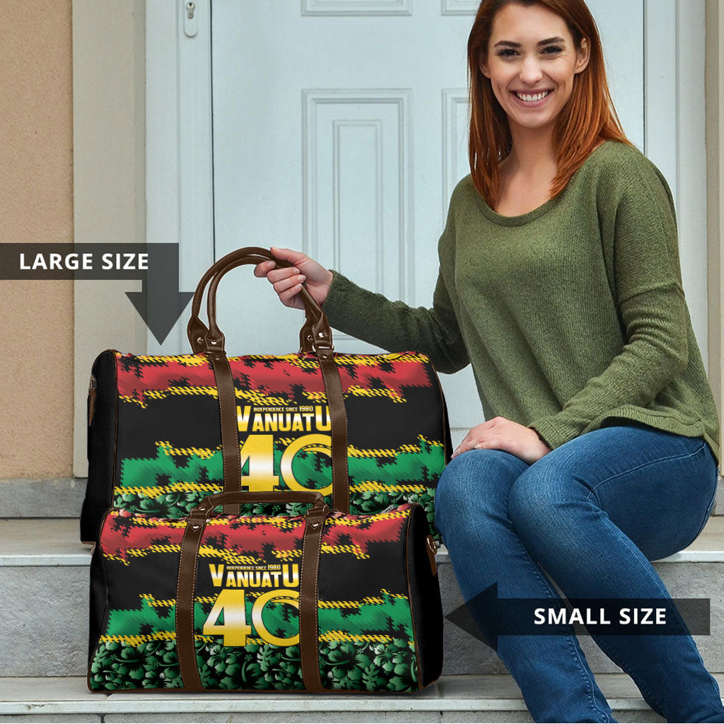 Vanuatu 46th Year Anniversary Travel Bag 30 July 1980 Hibiscus Seamless Pattern LT9 - Polynesian Pride