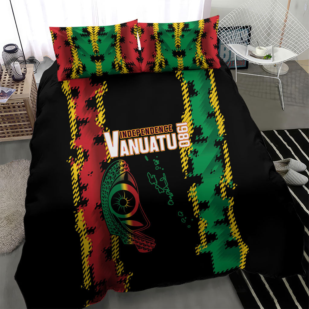 Vanuatu 46th Year Anniversary Bedding Set Tamtam Slit Drums Long God Yumi Stanap LT9 - Polynesian Pride