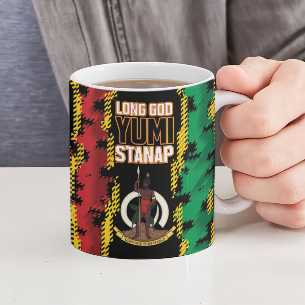 Vanuatu 46th Year Anniversary Ceramic Mug Tamtam Slit Drums Long God Yumi Stanap LT9 - Polynesian Pride