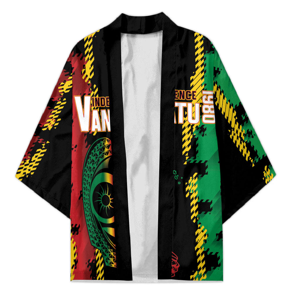 Vanuatu 46th Year Anniversary Kimono Tamtam Slit Drums Long God Yumi Stanap LT9 Unisex Black - Polynesian Pride