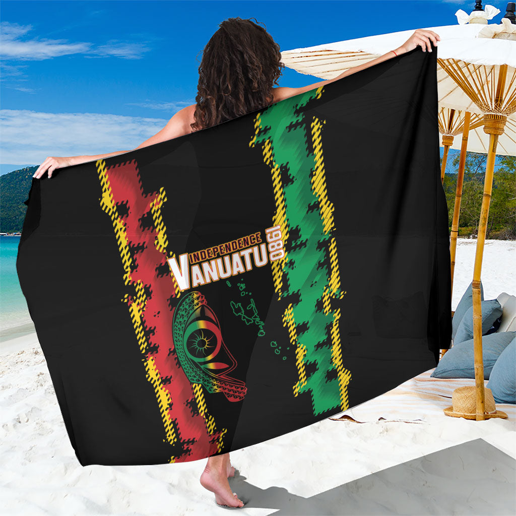 Vanuatu 46th Year Anniversary Sarong Tamtam Slit Drums Long God Yumi Stanap LT9 One Size 44 x 66 inches Black - Polynesian Pride