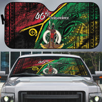 Vanuatu 46th Year Anniversary Auto Sun Shade Vintage Grunge Vanuatu Flag Heritage LT9 Black - Polynesian Pride