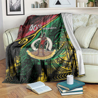 Vanuatu 46th Year Anniversary Blanket Vintage Grunge Vanuatu Flag Heritage LT9 Black - Polynesian Pride
