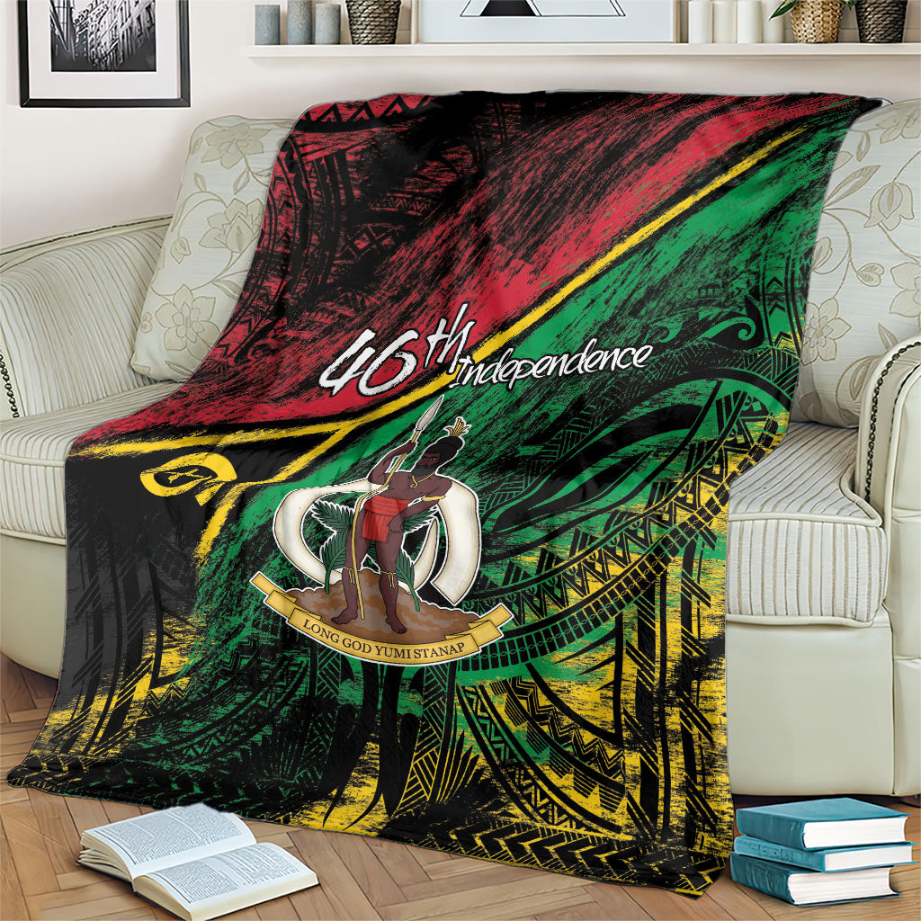 Vanuatu 46th Year Anniversary Blanket Vintage Grunge Vanuatu Flag Heritage LT9 - Polynesian Pride