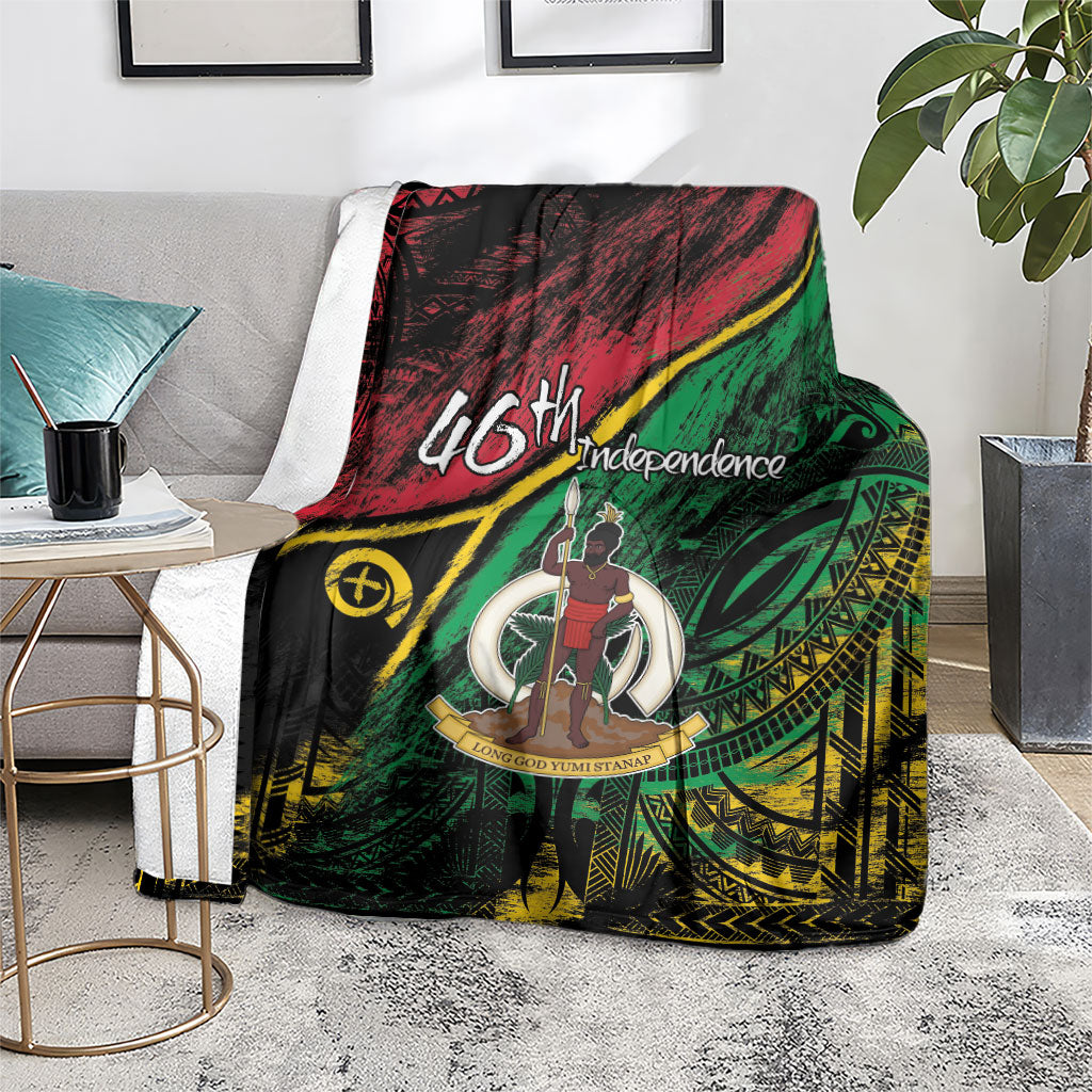 Vanuatu 46th Year Anniversary Blanket Vintage Grunge Vanuatu Flag Heritage LT9 - Polynesian Pride