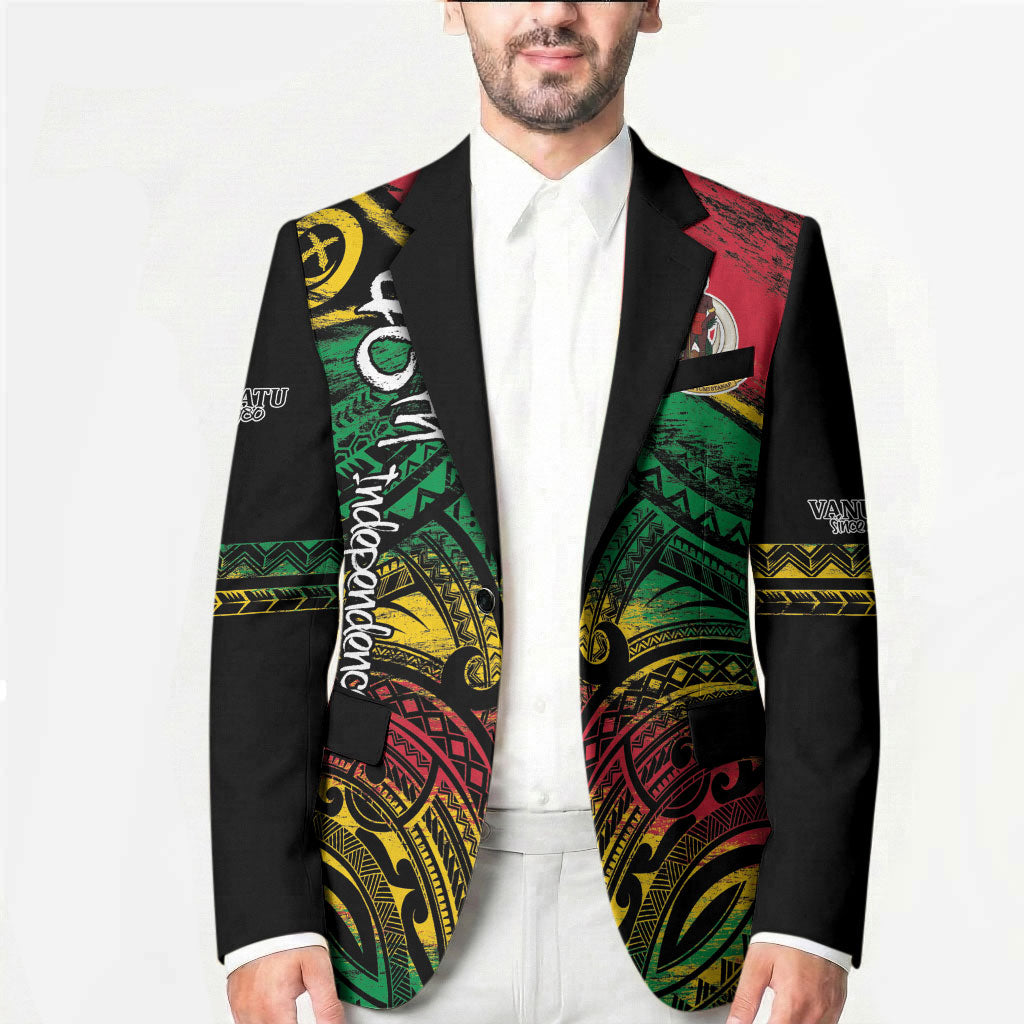 Vanuatu 46th Year Anniversary Blazer Vintage Grunge Vanuatu Flag Heritage LT9 - Polynesian Pride