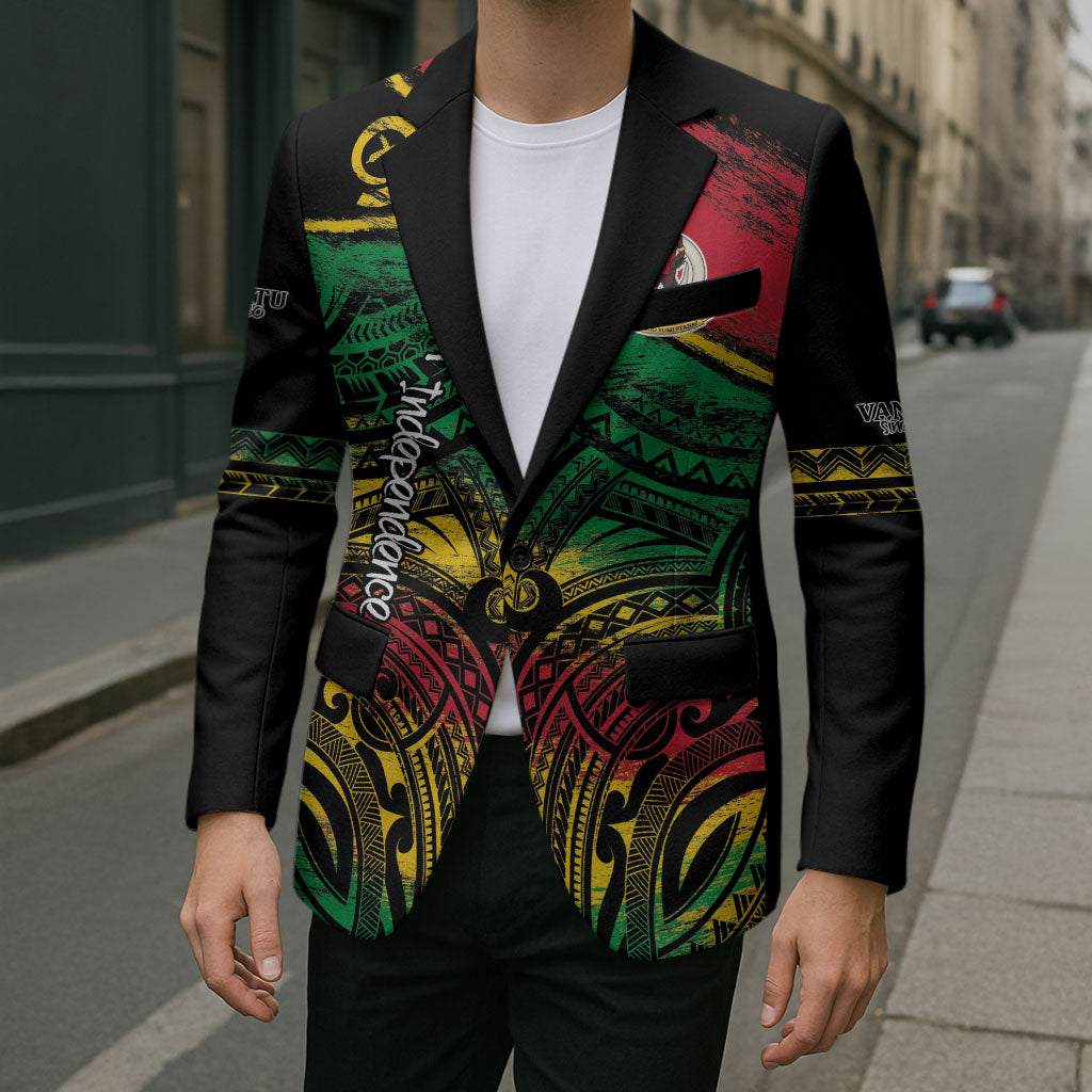 Vanuatu 46th Year Anniversary Blazer Vintage Grunge Vanuatu Flag Heritage LT9 - Polynesian Pride
