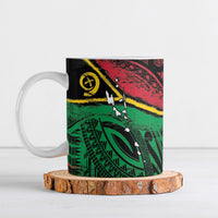 Vanuatu 46th Year Anniversary Ceramic Mug Vintage Grunge Vanuatu Flag Heritage LT9 Black - Polynesian Pride