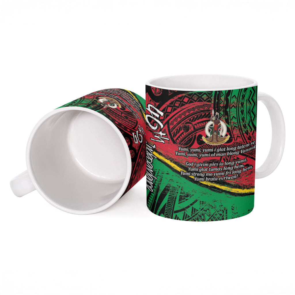 Vanuatu 46th Year Anniversary Ceramic Mug Vintage Grunge Vanuatu Flag Heritage LT9 - Polynesian Pride
