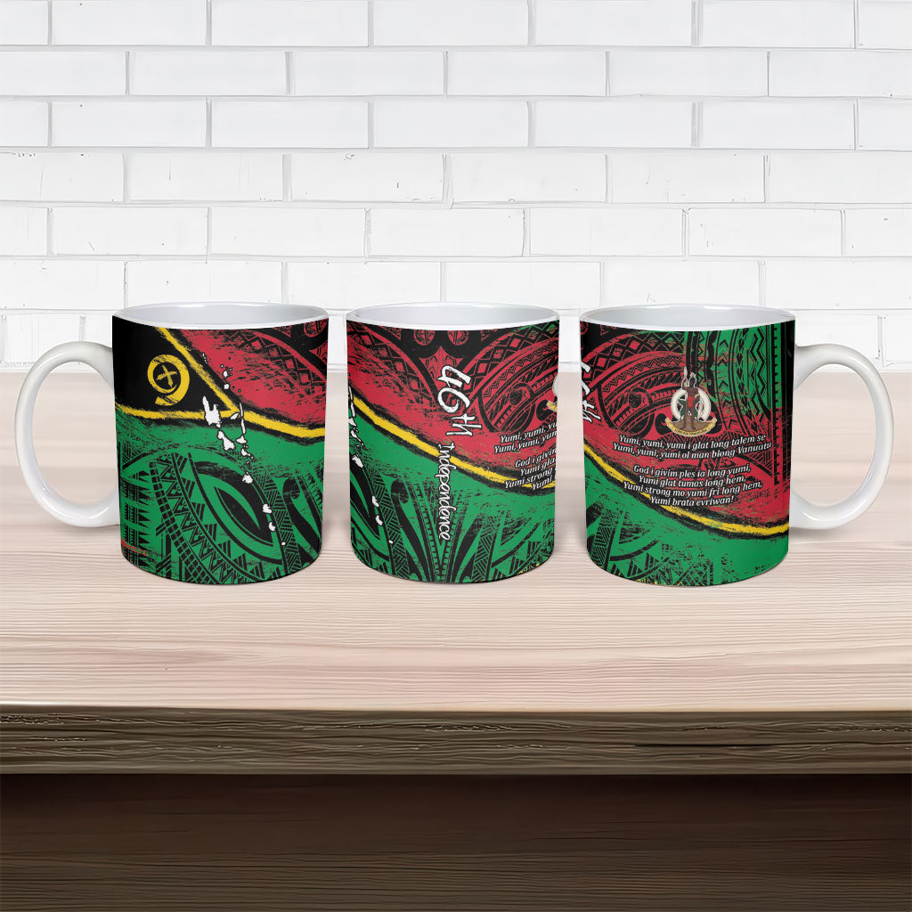 Vanuatu 46th Year Anniversary Ceramic Mug Vintage Grunge Vanuatu Flag Heritage LT9 - Polynesian Pride