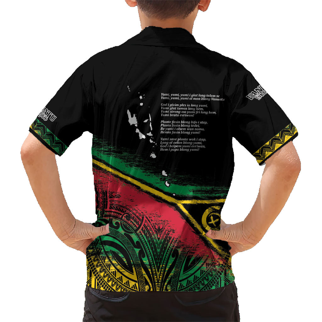 Vanuatu 46th Year Anniversary Kid Hawaiian Shirt Vintage Grunge Vanuatu Flag Heritage LT9 - Polynesian Pride