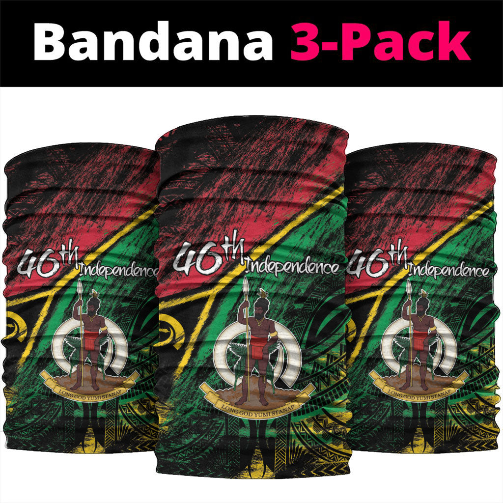 Vanuatu 46th Year Anniversary Neck Gaiter Vintage Grunge Vanuatu Flag Heritage LT9 package One Size: 25*50cm Black - Polynesian Pride