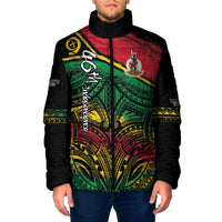 Vanuatu 46th Year Anniversary Padded Jacket Vintage Grunge Vanuatu Flag Heritage LT9 Men Black - Polynesian Pride