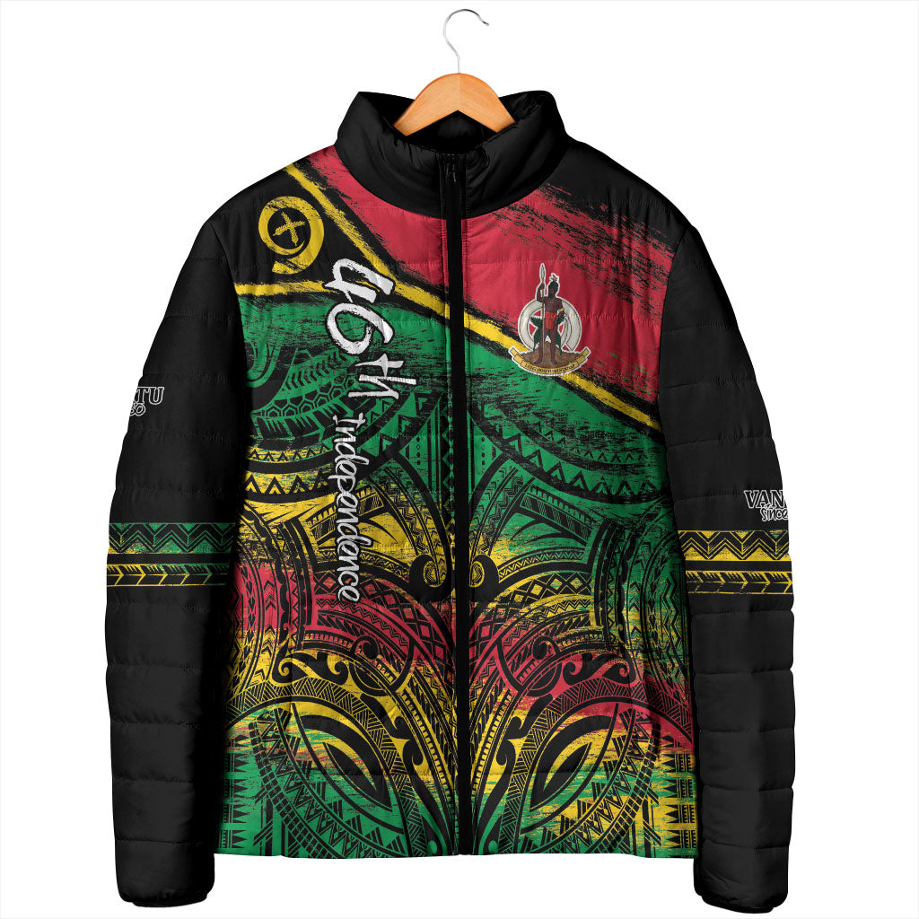 Vanuatu 46th Year Anniversary Padded Jacket Vintage Grunge Vanuatu Flag Heritage LT9 - Polynesian Pride