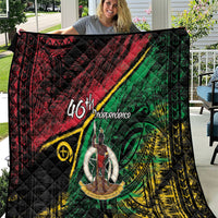 Vanuatu 46th Year Anniversary Quilt Vintage Grunge Vanuatu Flag Heritage LT9 Black - Polynesian Pride