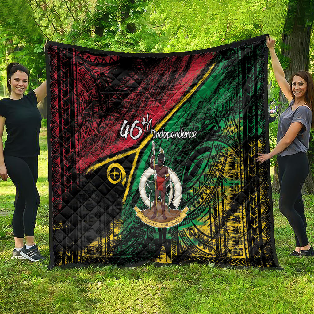 Vanuatu 46th Year Anniversary Quilt Vintage Grunge Vanuatu Flag Heritage LT9 - Polynesian Pride