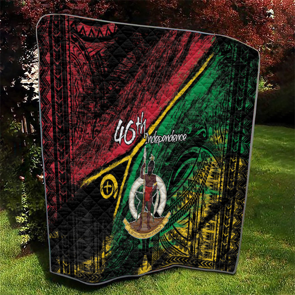 Vanuatu 46th Year Anniversary Quilt Vintage Grunge Vanuatu Flag Heritage LT9 - Polynesian Pride