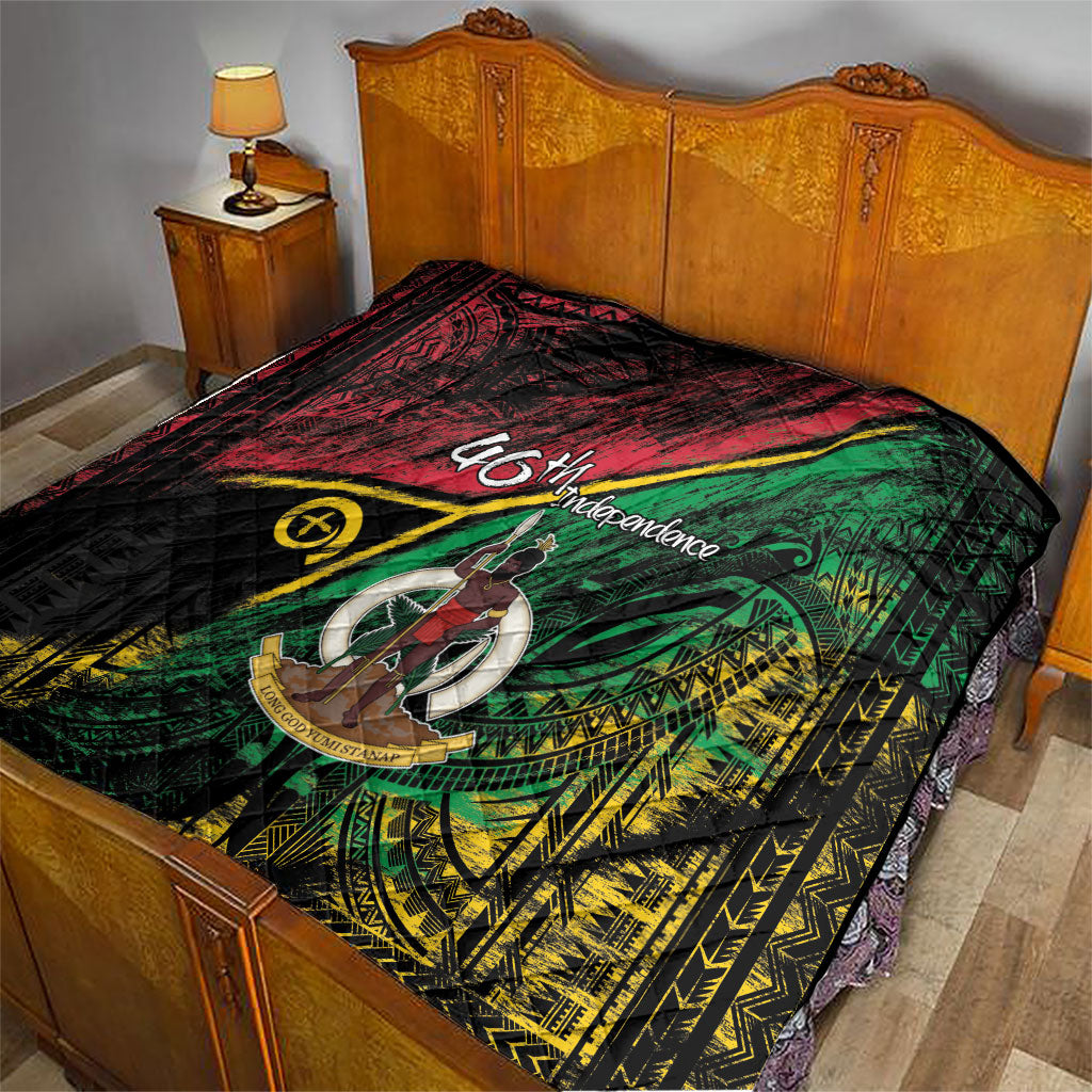 Vanuatu 46th Year Anniversary Quilt Vintage Grunge Vanuatu Flag Heritage LT9 - Polynesian Pride