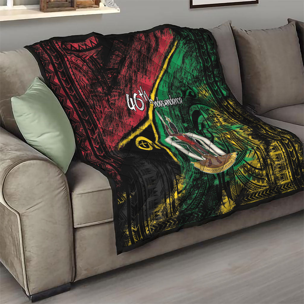 Vanuatu 46th Year Anniversary Quilt Vintage Grunge Vanuatu Flag Heritage LT9 - Polynesian Pride