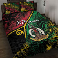 Vanuatu 46th Year Anniversary Quilt Bed Set Vintage Grunge Vanuatu Flag Heritage LT9 Black - Polynesian Pride