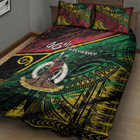Vanuatu 46th Year Anniversary Quilt Bed Set Vintage Grunge Vanuatu Flag Heritage LT9 - Polynesian Pride