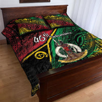 Vanuatu 46th Year Anniversary Quilt Bed Set Vintage Grunge Vanuatu Flag Heritage LT9 - Polynesian Pride